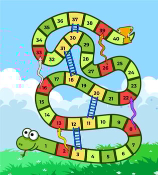 colorful snake and ladder game illustration design vector