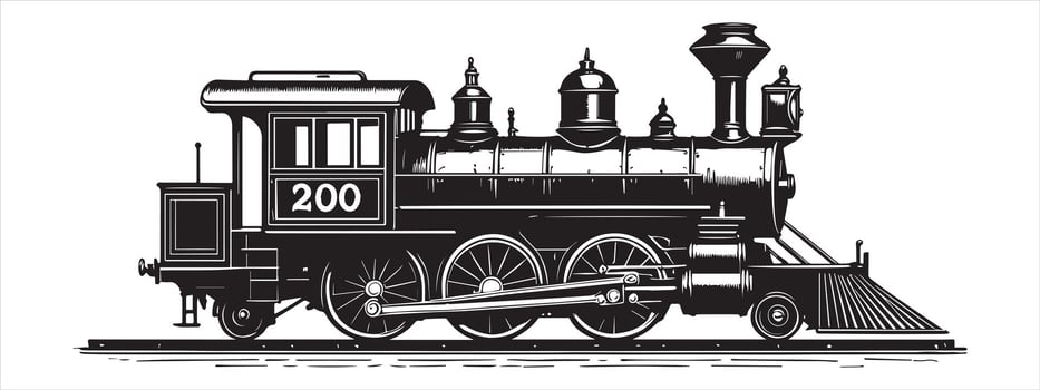 Vintage steam locomotive with detailed wheels and smokestacks train engine vector