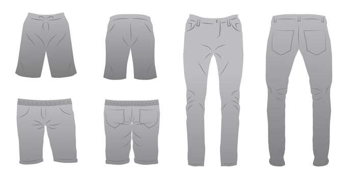 Men's clothing. A set of men's shorts. Pants in style. vector