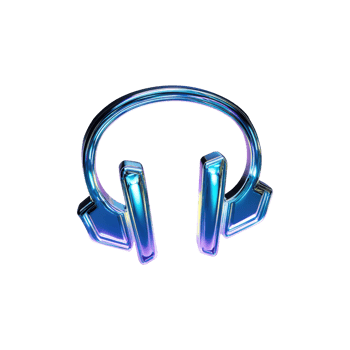 Futuristic Metallic Headphones Icon. Symbolizing Modern Audio Technology And Digital Sound Experience Isolated On Transparent Background png
