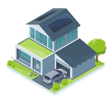 Modern house with solar panels vector