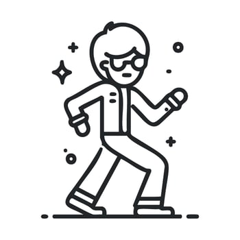 Dancing figure in retro style graphic art design concept vector