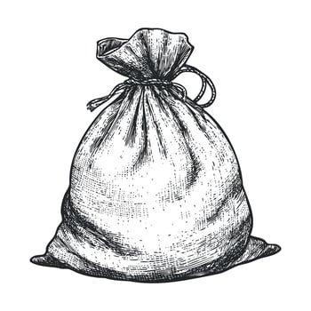 Drawn sack filled with assorted items for storage and organization vector