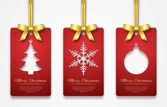 Red Christmas gift tags with bows vector
