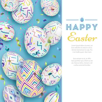 Colorful Easter eggs with confetti vector