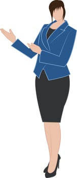 Business Woman Illustration in Formal Suit Presenting Gesture,Minimalist flat design perfect for business presentations, corporate communication, office concepts, training materials, infographics. vector