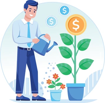 A flat style illustration showing growth vector