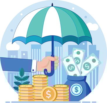 A flat style illustration depicting money insurance vector