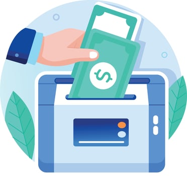 A flat style illustration showing payment vector