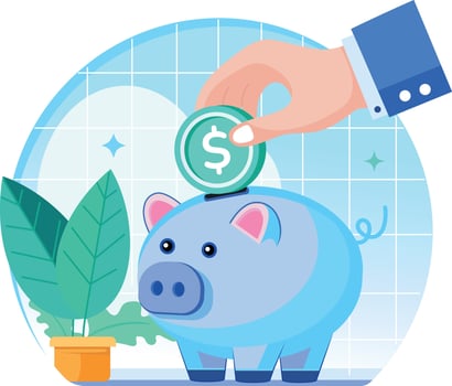 A flat style illustration representing piggy bank vector