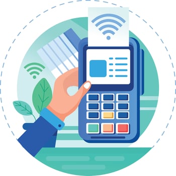 A flat style illustration showing pos payment vector