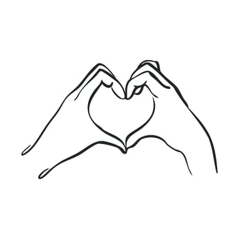 Heart shape created by two hands symbolizes love and connection vector