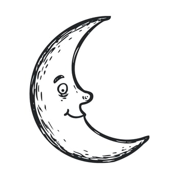 Cute smiling moon illustration for childrens designs and decor vector