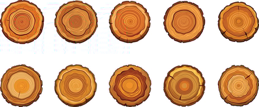 A set of wood slices with different sizes vector