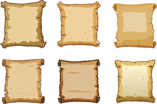 Collection of vintage parchment scrolls vector