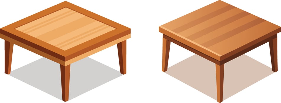 Wooden table and stool vector