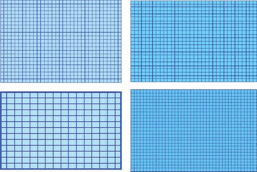 Four different blue graph paper squares vector
