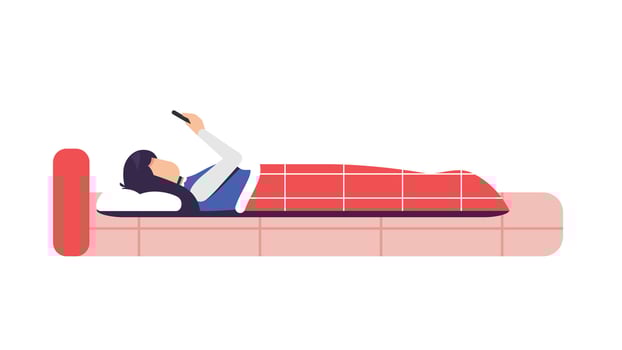 Person in bed using smartphone vector