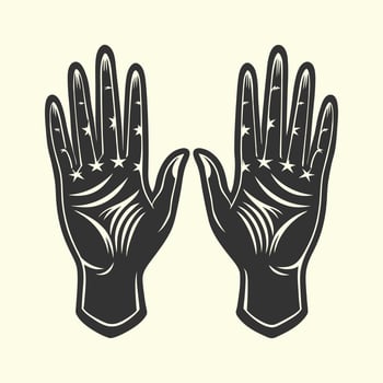 Mystical palmistry hands silhouette isolated on white background vector