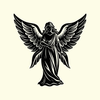 Detailed angel silhouette isolated on white background vector