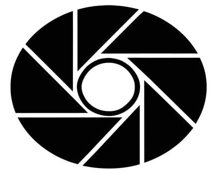 Dramatic Black and White Camera Aperture Icon A Stylish Graphic Design Element for Photography Projects vector
