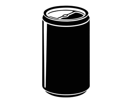 Sleek Black Soda Can Silhouette A Minimalist Graphic Design for Beverage Branding on White Background vector