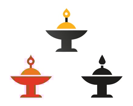 Three Elegant Lit Candles in Decorative Dishes A Serene and Symbolic Illustration - Professional digital artwork with vibrant colors and detailed composition vector
