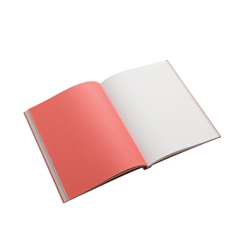 Open notebook exhibiting blank and colored pages against a serene isolated expanse minimalist png