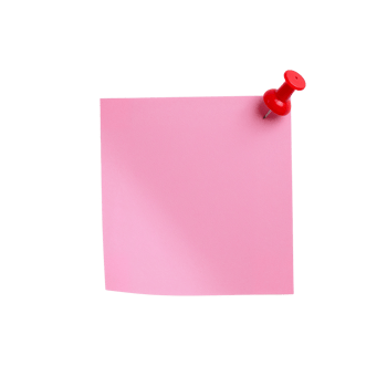 Pink adhesive note pinned with a red tack offering space for reminders or inspiration on isolated png