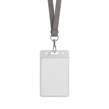 Isolated identification card hanging from a lanyard against a clean transparent setting suitable png