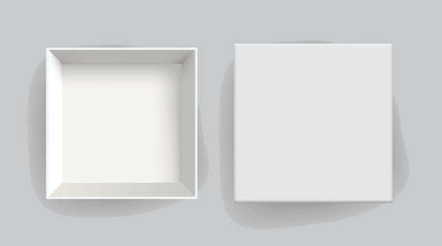 Two minimalist white square boxes vector
