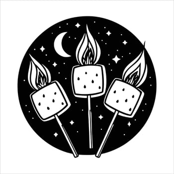 Marshmallows on sticks some toasted vector