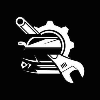 Car repair shop logo design on black background vector