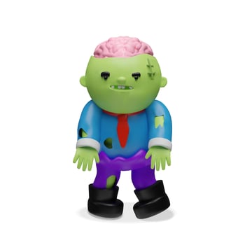 Zombie toy figure with brain theme vector