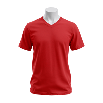 V-Neck Red T-Shirt Display on Mannequin in a Studio Environment isolated seamless background png