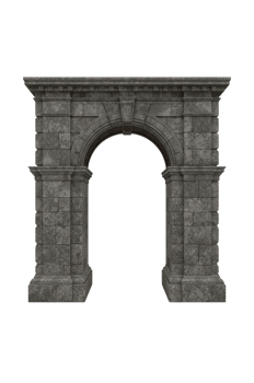 Ancient stone archway entrance, majestic isolated structural element of architectural history with png