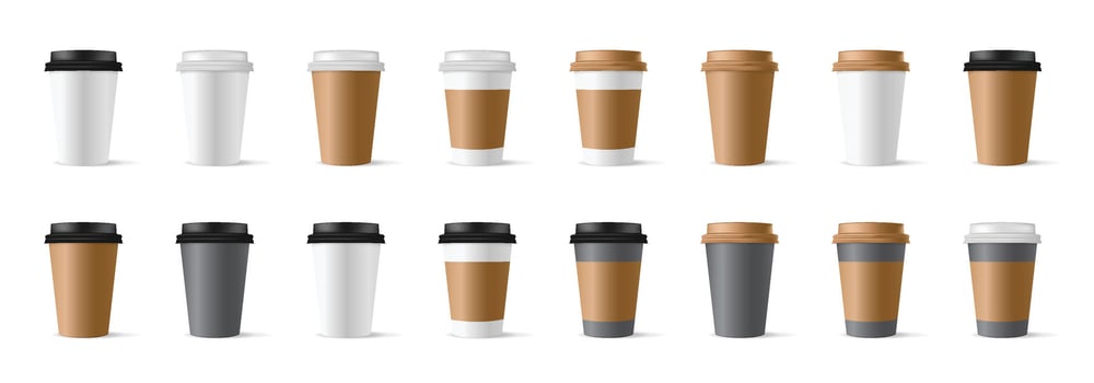 various coffee cups collection vector
