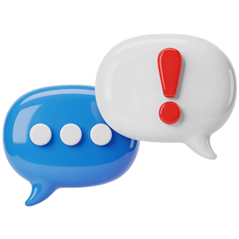 3D Communication Symbol, Alert and Typing Chat Bubbles png