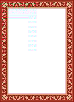 gold red square classic byzantine ornament. Rectangle, border, Ancient Greece, Eastern Roman Empire frame. Decoration Russian Orthodox Church vector