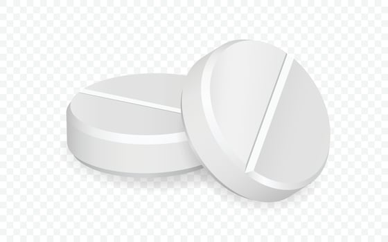Two realistic 3d medical pills isolated on isolated background. vector