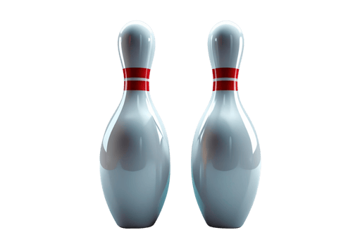 Two bowling pins isolated for sports game and decorative display. png