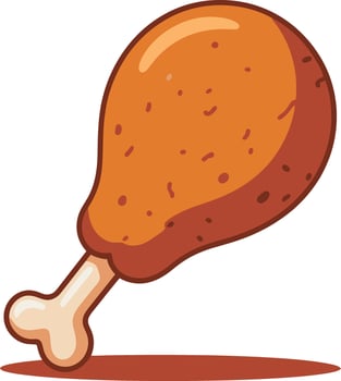 Crispy Fried Chicken Leg Cartoon Style Delicious Meal Isolated Illustration vector