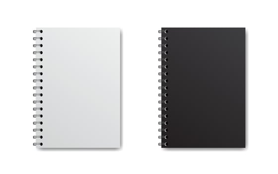 White and black spiral notebooks vector