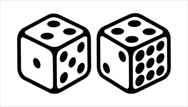 Pair of Dice Icon in Black and White Illustration vector