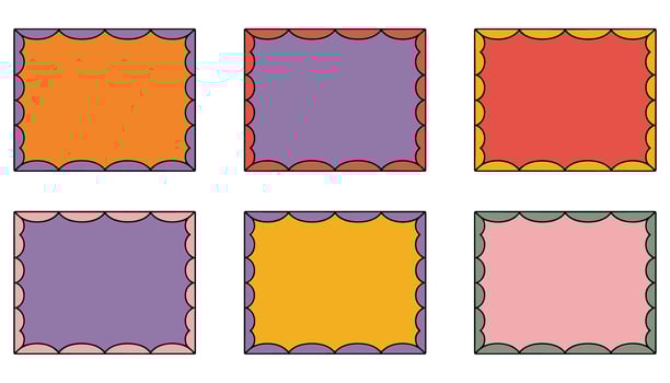Colorful Wavy Border Frame Set for Decorative Design vector