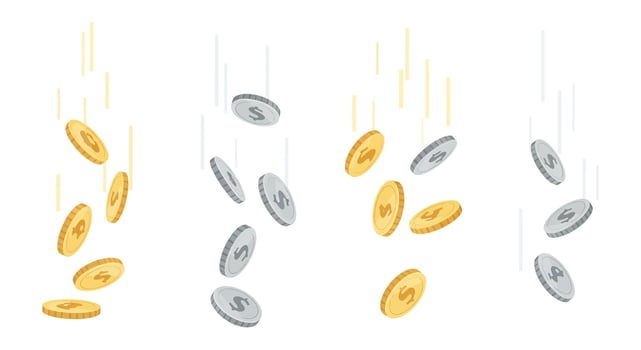 Gold coins falling from the sky illustration vector