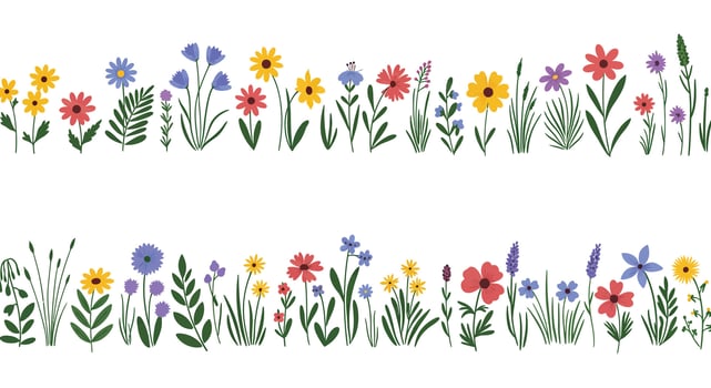 Flowers border with a white background vector