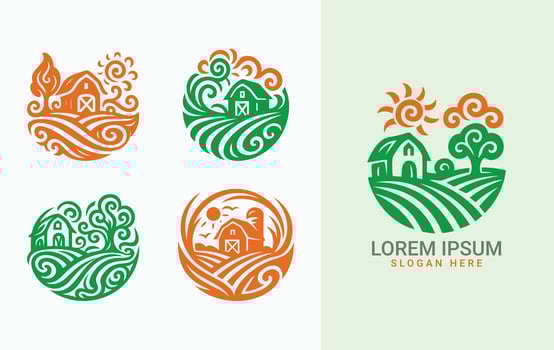 Colorful farm logos design vector
