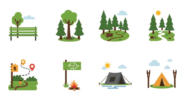 Camping icons set vector