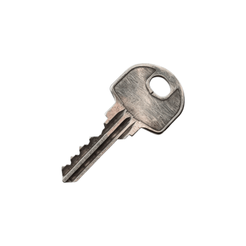 Close up macro shot of an old metallic key on png